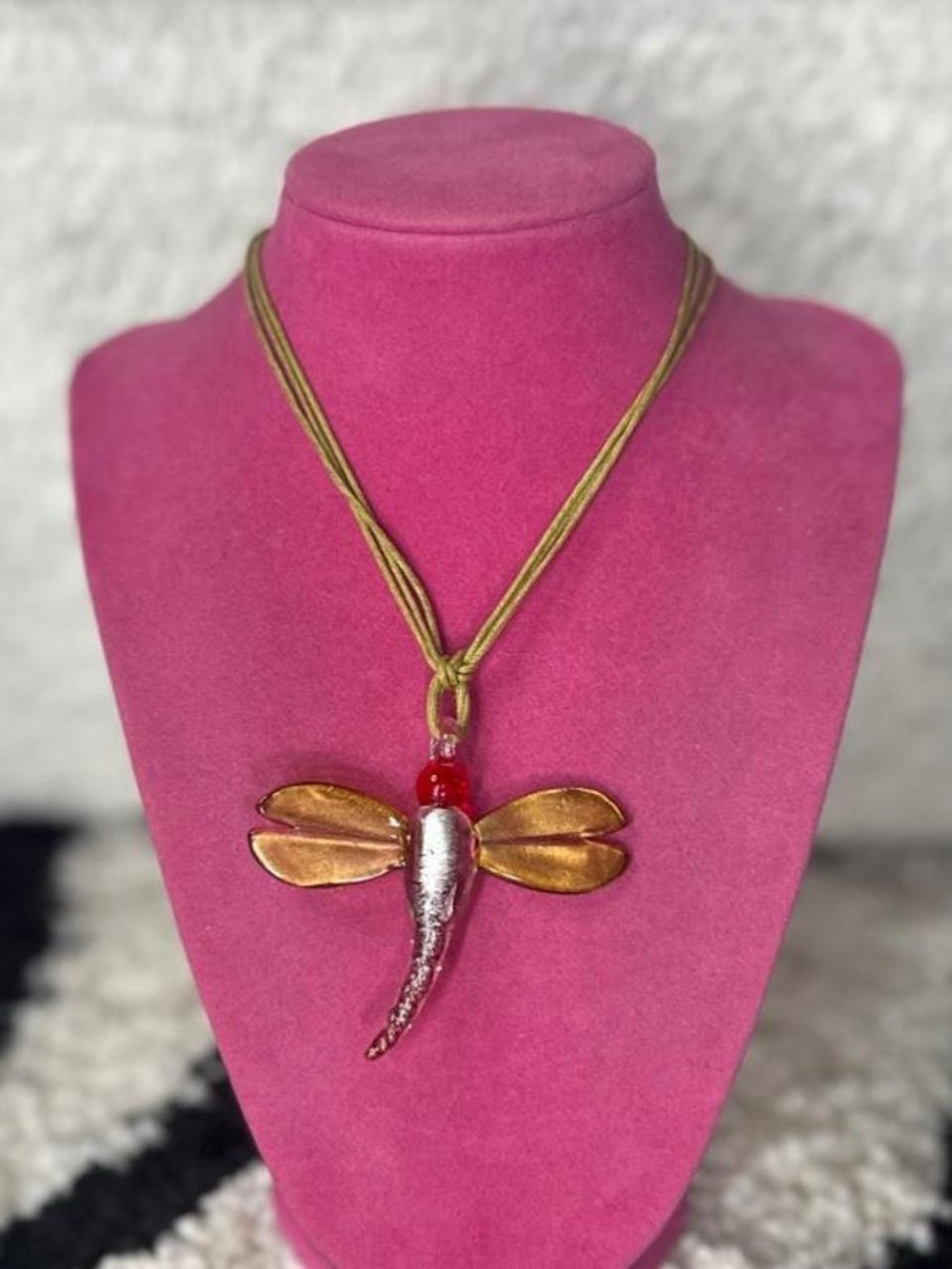 Handmade dichroic glass Dragonfly pendant necklace #dragonfly #nature Y2K